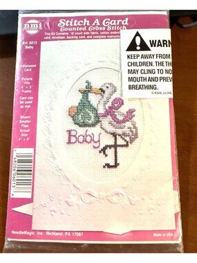 Cross Stitch Kit Stitch A Card Baby With Embossed Card By NeedleMagic Art 6013
